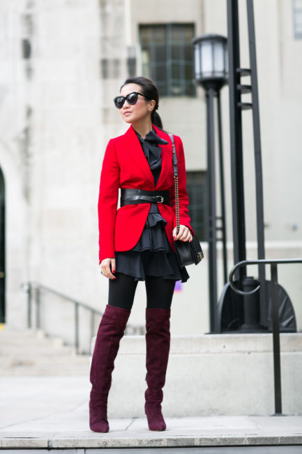 Belted :: Red blazer \u0026amp; Wide crossover belt : Wendy\u0026#39;s Lookbook