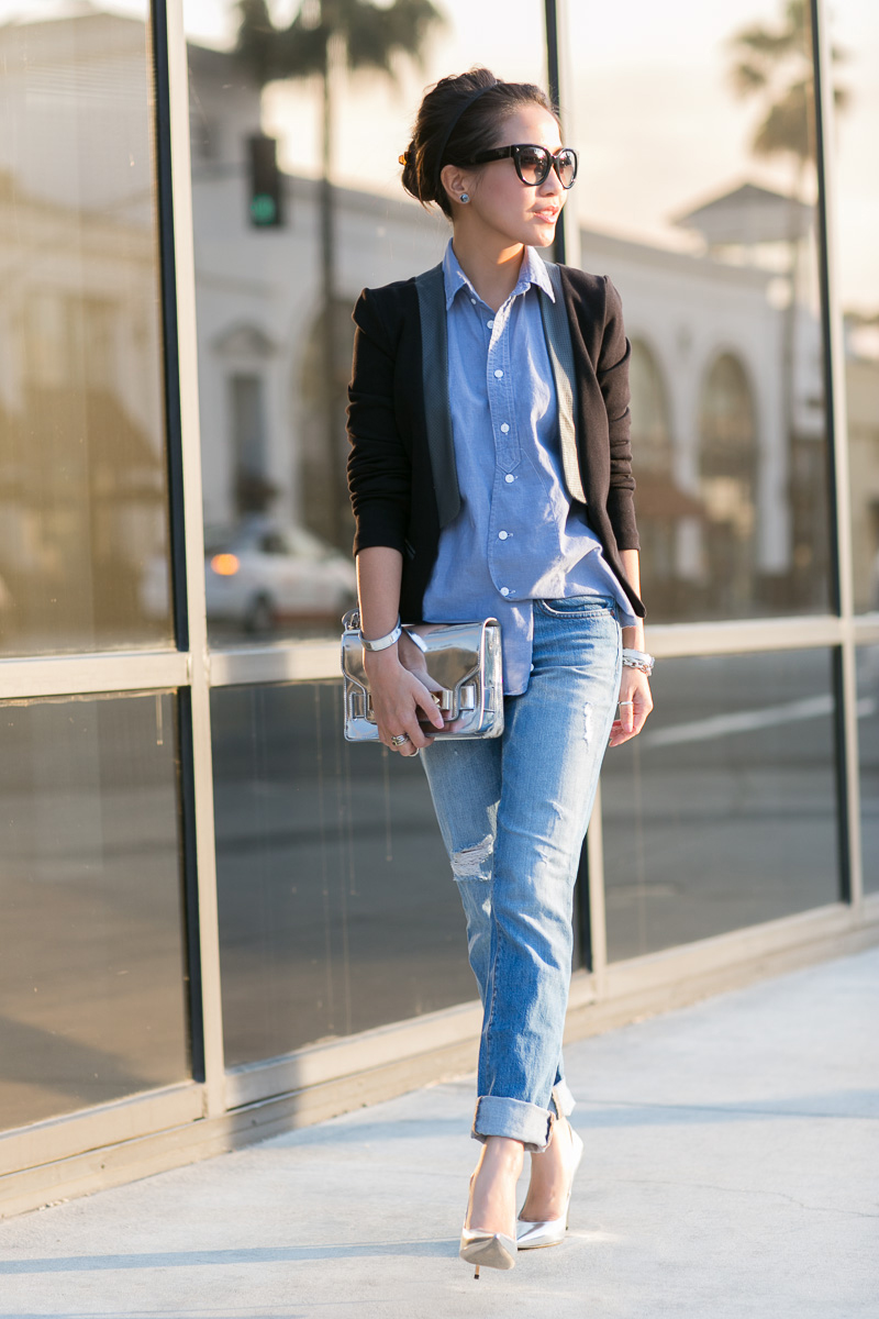 Denim Squared :: Chambray shirt & Boyfriend jeans - Wendy's Lookbook