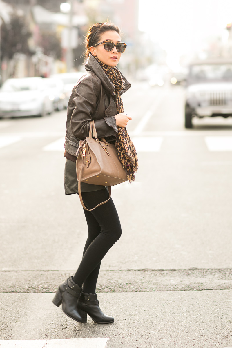 Autumn Throwback :: Aviator jacket & Leopard scarf - Wendy's Lookbook