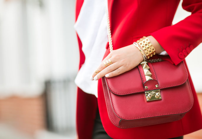 Triple Red :: Crimson blazer & Valentino rockstud bag - Wendy's Lookbook