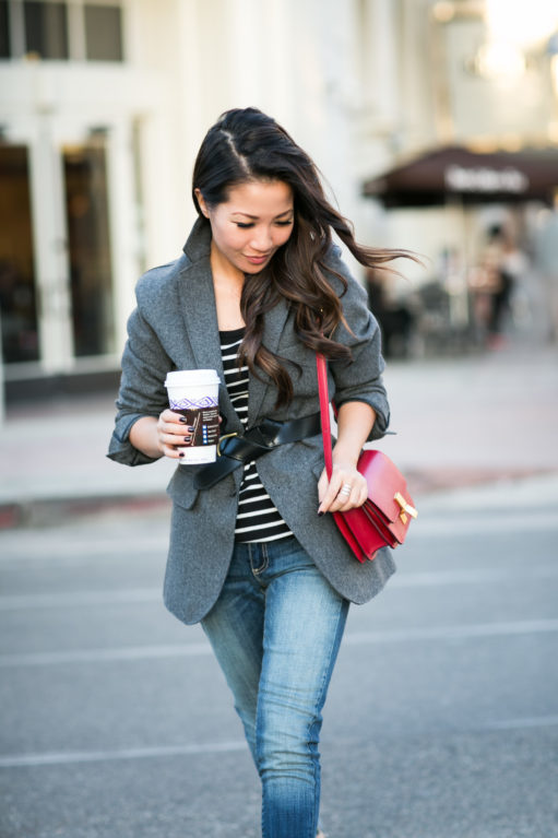 Borrowed from the Boys :: Raw edge blazer & Casual stripes - Wendy's ...