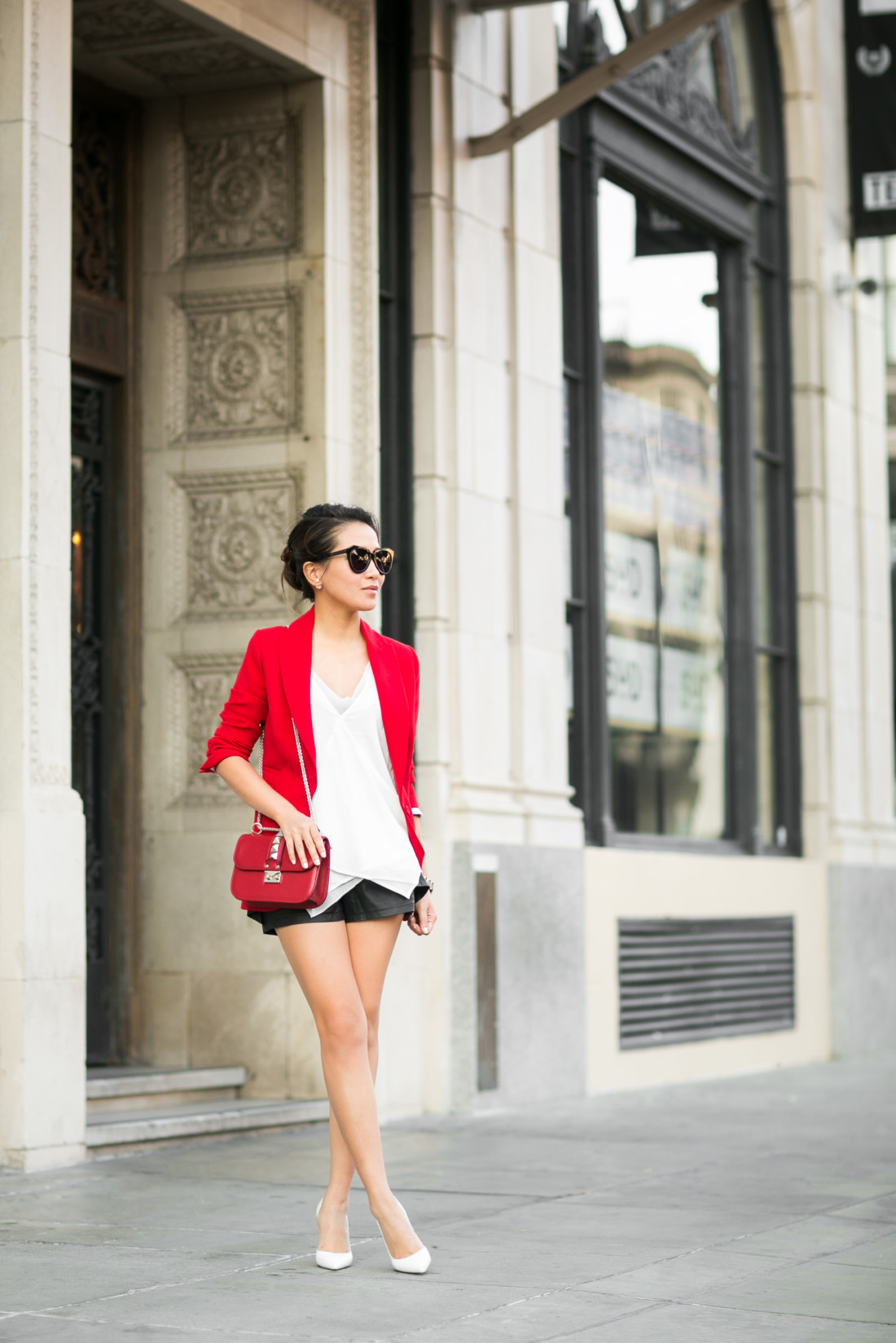 Triple Red :: Crimson blazer & Valentino rockstud bag - Wendy's Lookbook