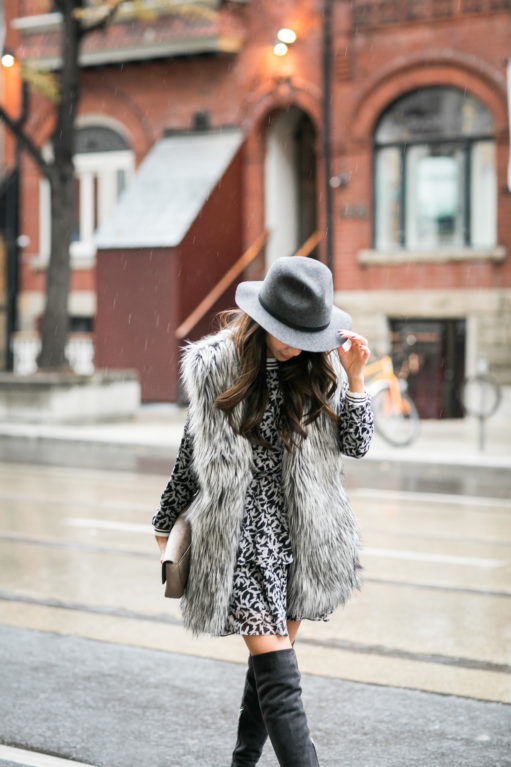 Toronto :: Tiered ruffle dress & Soft vest - Wendy's Lookbook
