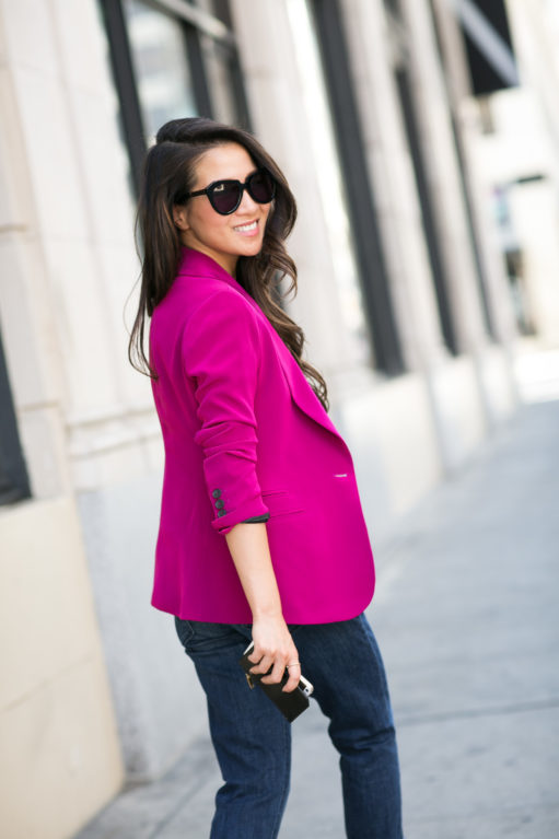Color Splash :: Magenta blazer & Neon pumps - Wendy's Lookbook