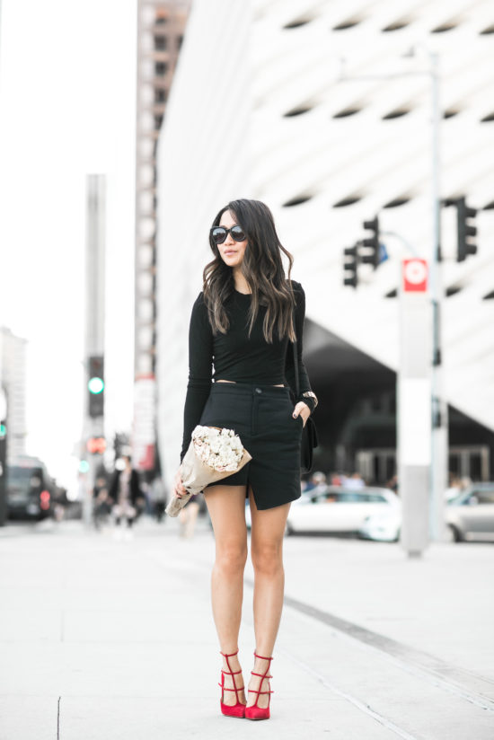 All Black :: Cropped top & Asymmetric skirt - Wendy's Lookbook