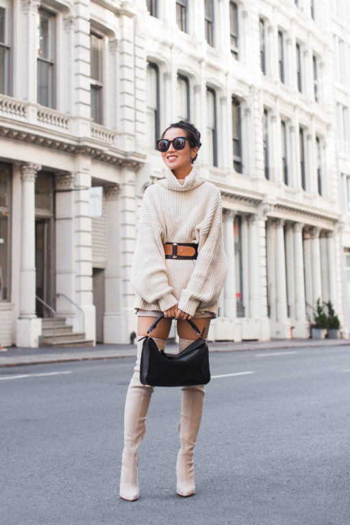 Sweater Dressing :: Cozy turtleneck & Nude suede boots - Wendy's Lookbook