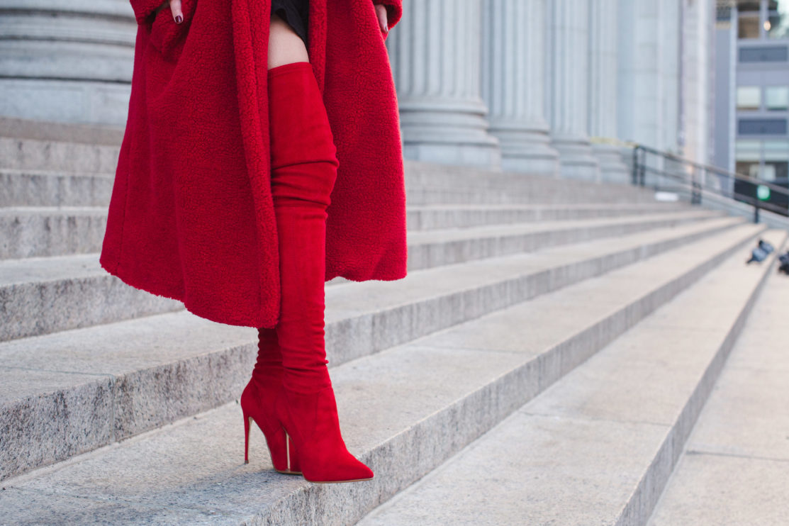 Teddy Coat :: Red Coats & Red boots - Wendy's Lookbook